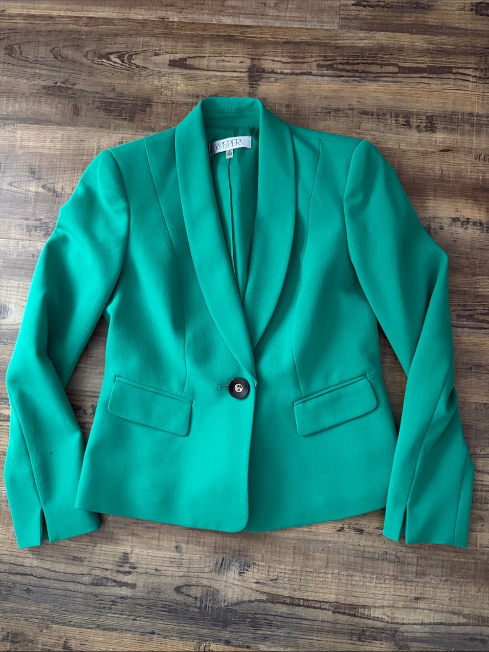 Kasper Emerald Green Single-Button Shawl Collar Blazer